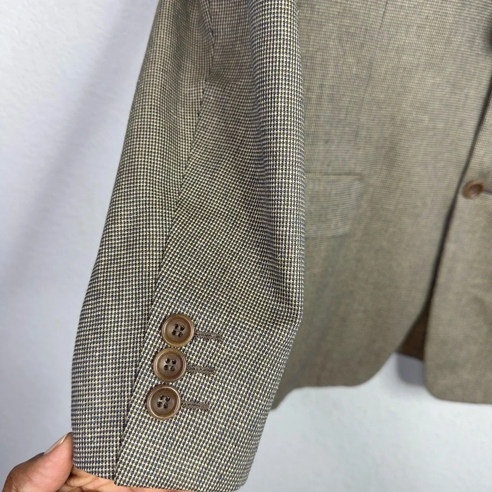 Canali Proposta Blazer Men 48R Brown Silk Wool Plaid 2 Button Career Suit Jacket